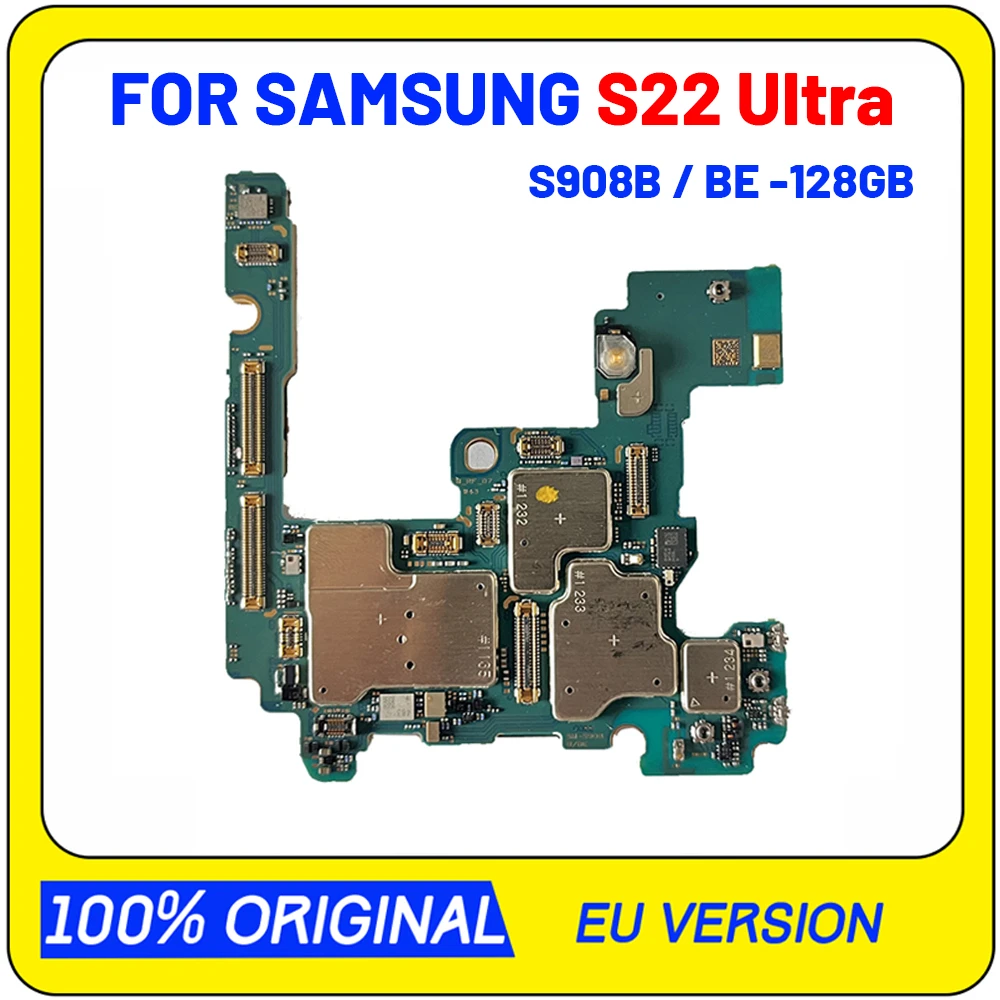 Motherboard For Samsung Galaxy S22 S908B / BE USA Unlocked Mainboard
