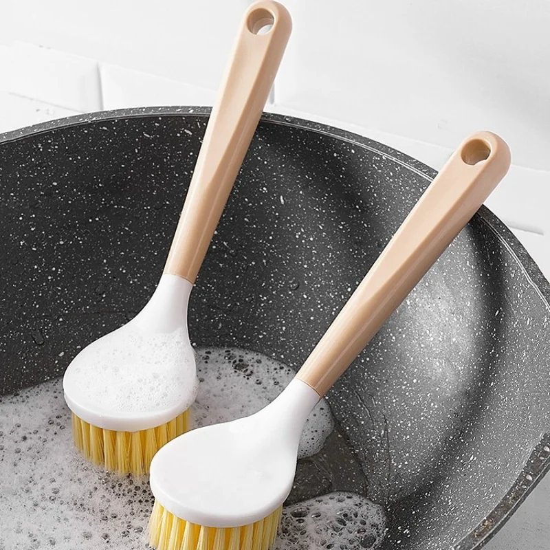 

Kitchen long handle cleaning brush Dishwashing brush Oil free cleaning brush PP plastic handle Durable Kitchen accessories