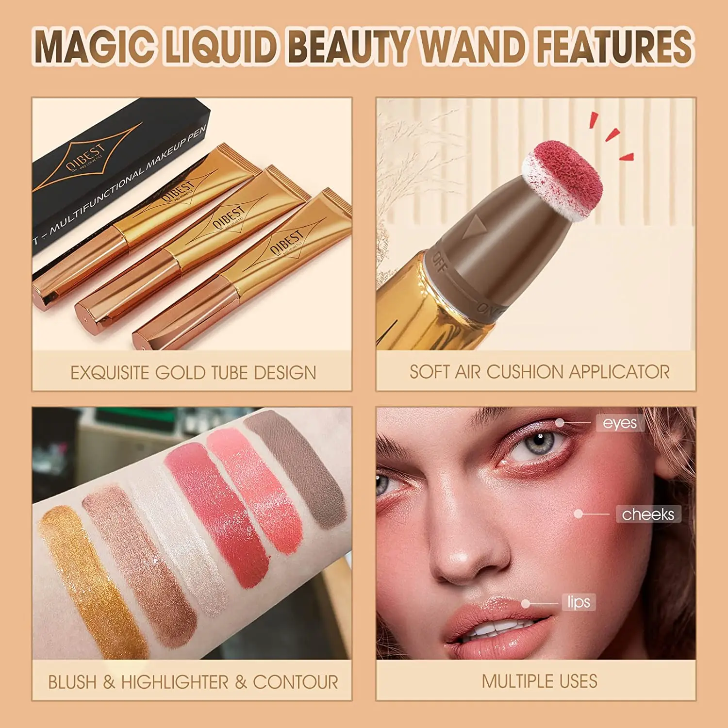 Pink Peach Liquid Blush Velvet Matte Blusher Face Pigment Stick Lasting Natural Cream Cheek Tint Blush Makeup