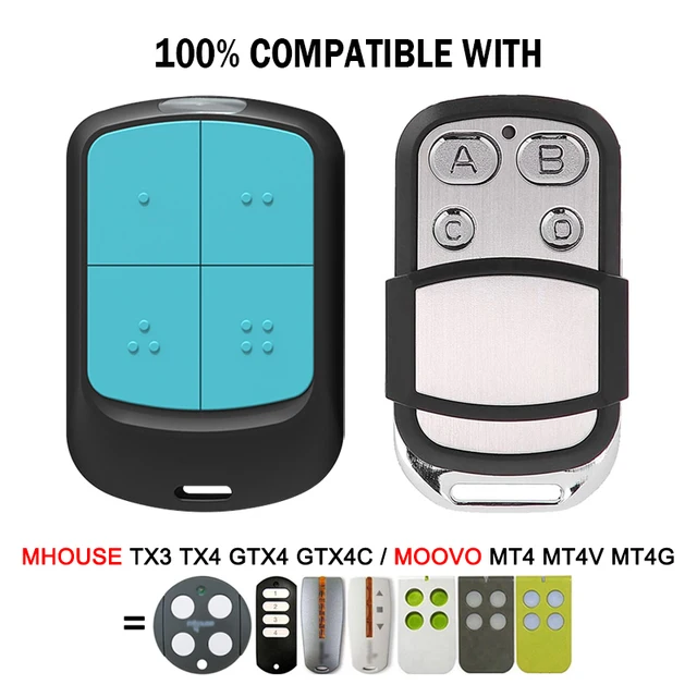 MOOVO / MHOUSE Gate Remote Control 433.92MHz Rolling Code Compatible With MOOVO MT4 MT4V MT4G MHOUSE TX3 TX4 GTX4 2