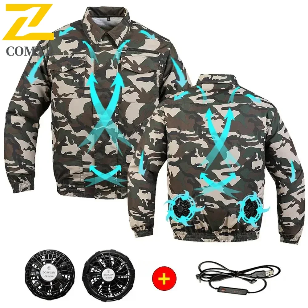 Men's Cooling Work Jacket with Fan USB Rechargeable Air Conditioner Vest for Welder Outdoor Construction Summer Sun Protection