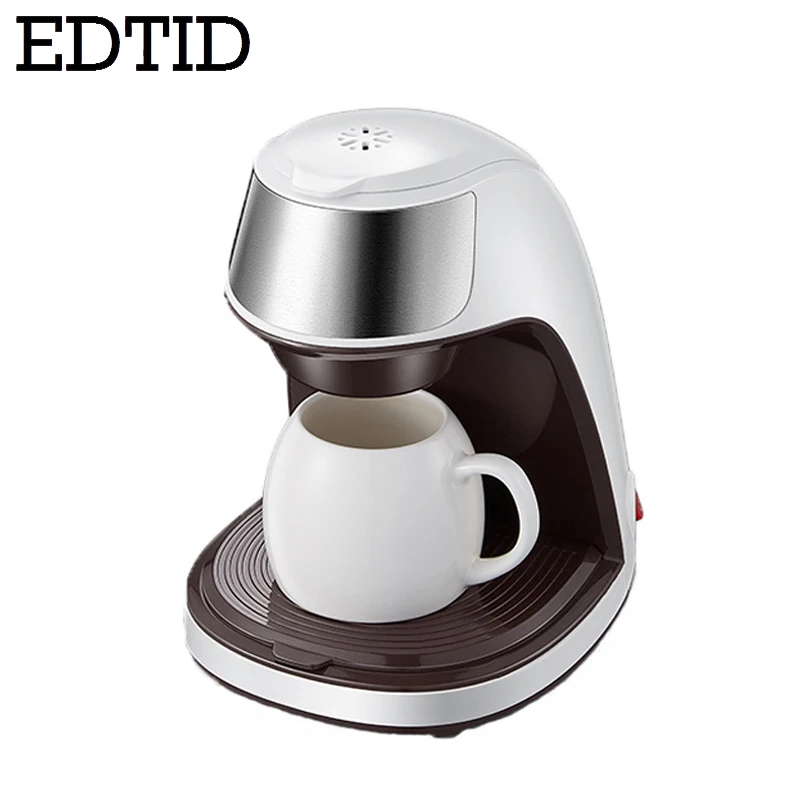 Household Mini Electric Drip Coffee Maker Semi-automatic Brewing Tea Pot American Coffee Machine Espresso One Cup 220V EDTID