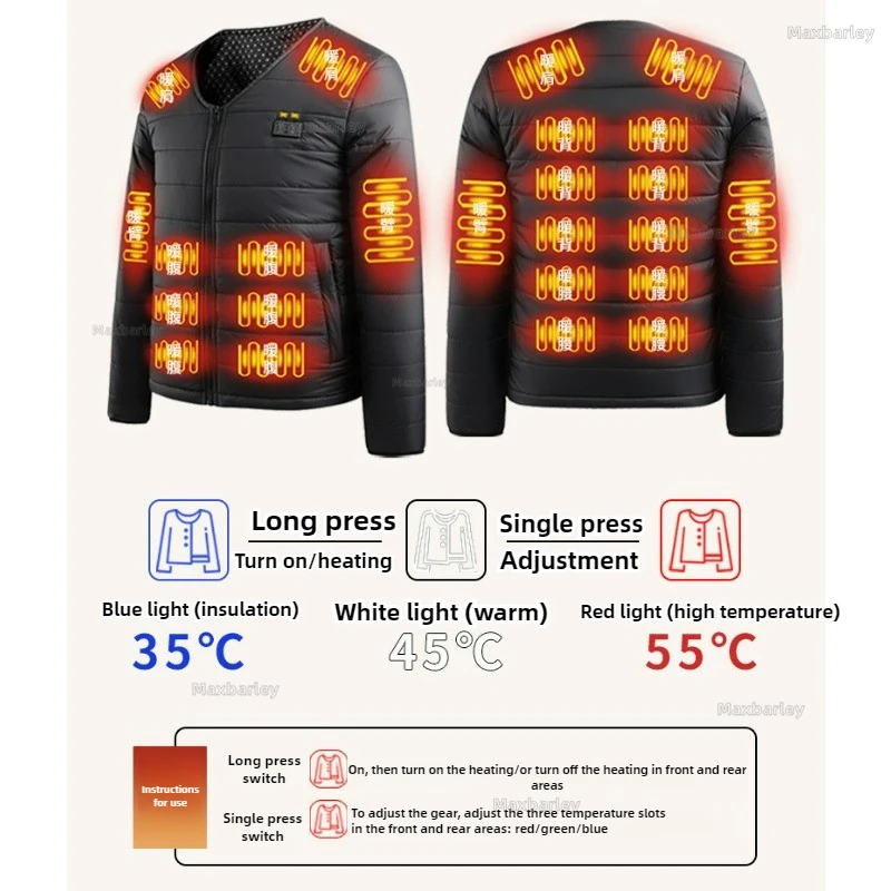 22 Areas Heated Vest Men Women USB Electric Self Heating Vests Snow Waistcoat Thermal Puffer Washable Thermal Heating Clothes