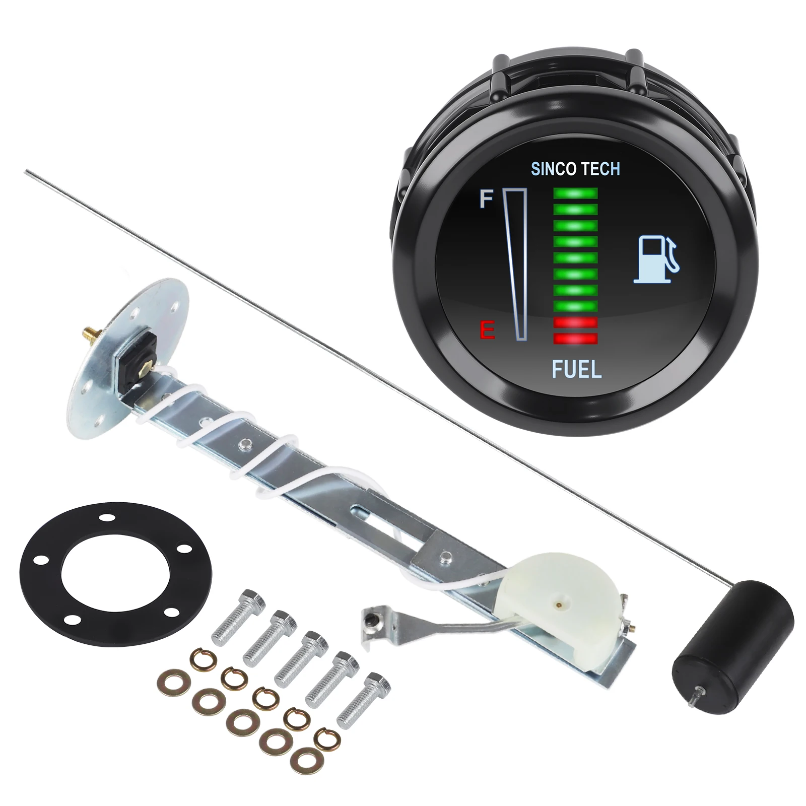 12V Automotive Motorrad Kraftstoffanzeige Elektronische LED-Anzeige Kraftstoffstand Moto Meter Autoanzeige 2" 52mm Schwarz mit Kraftstoffstandsensor – Detail 8