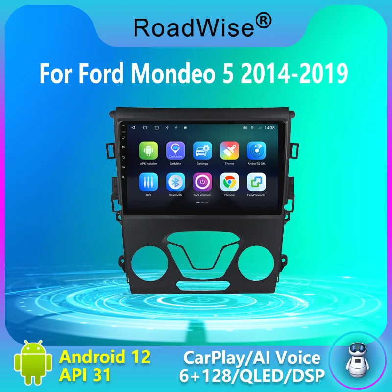 

Roadwsie Android 12 Car Radio For Ford Mondeo 5 2014 2015 2016 2017 2018 2019 Carplay Multimedia 4G Wifi DVD GPS 2 Din Autoradio