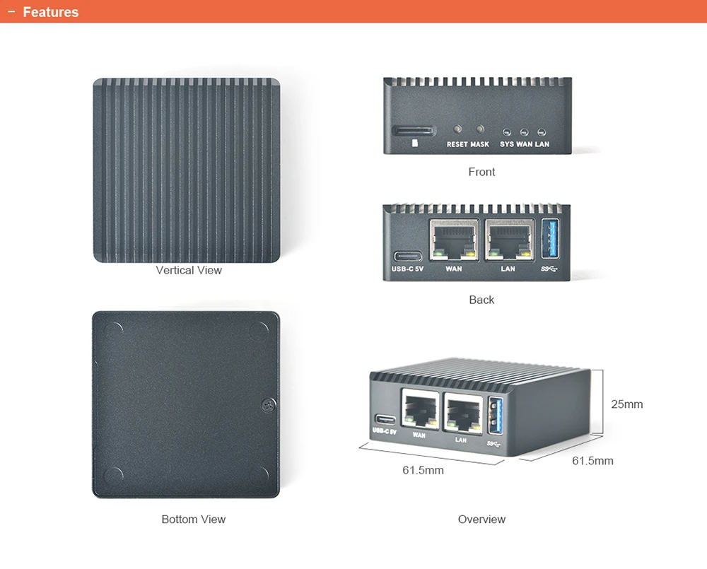 NanoPi R3S Router Dual-Gbps Ethernet Ports Rockchip RK3566 SoC 2GB LPDDR4X Devel