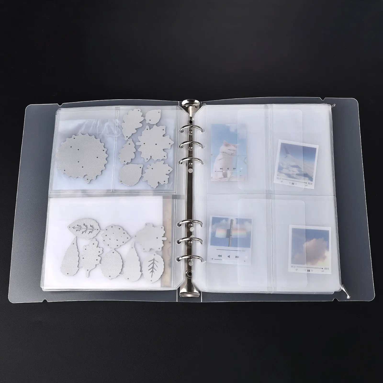 A5 6-Hole Strap Storage Clip And Storage Bag Scrapbook Cutting Die Organizing Sticker Transparent Bag storage bag,storage clip