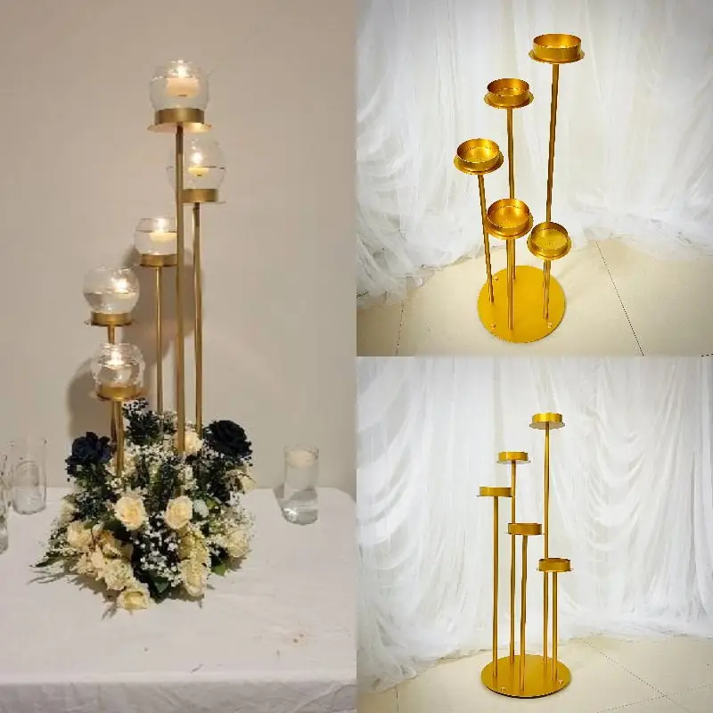 

5PCS Luxury Big Cup Candle Pan Holder Wedding Birthday Anniversary Table Flower Bouquet Centerpieces Christmas Backdrop Decor
