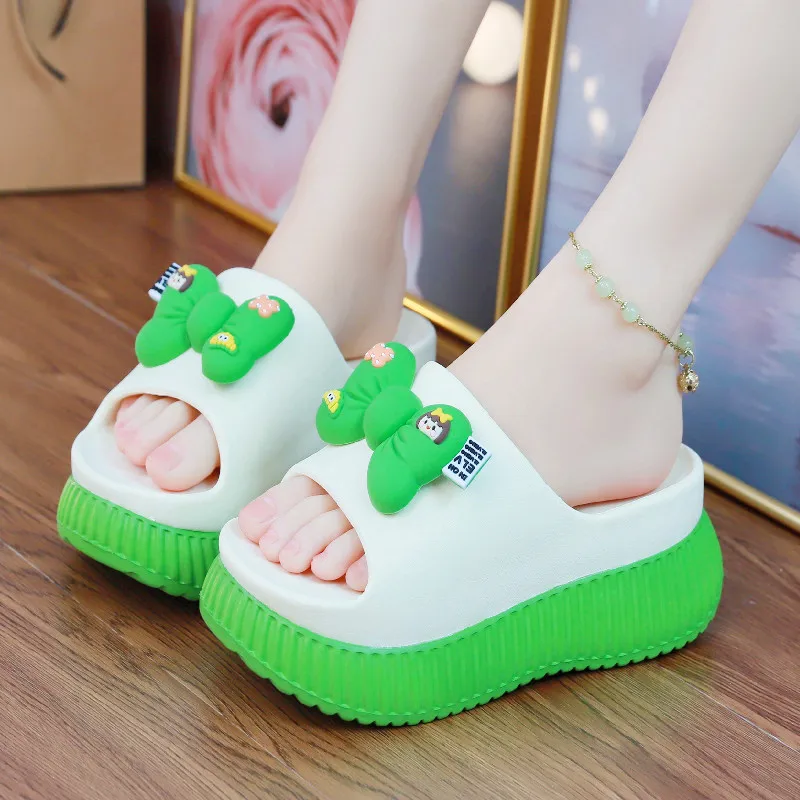 

Туфли женские на высоком каблуке, шлепанцы, плоская подошва, на платформе, бант-бабочка, массажная летняя ткань, римские сандалии из искусственной кожи, дома Sli