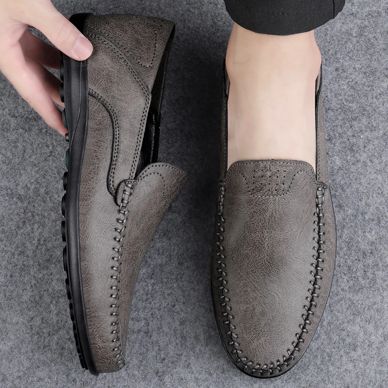 Split Leather Men Loafers Slip On Flats Casual Shoes For Men Moccasins Super Soft Men Footwear For Summer And Spring