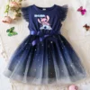 Lilo Stitch Girls Summer Clothes Flying Sleeves Bow Sequin Dress 2-6Y Kid Birthday Tutu Princess Dress for Baby Girls 1