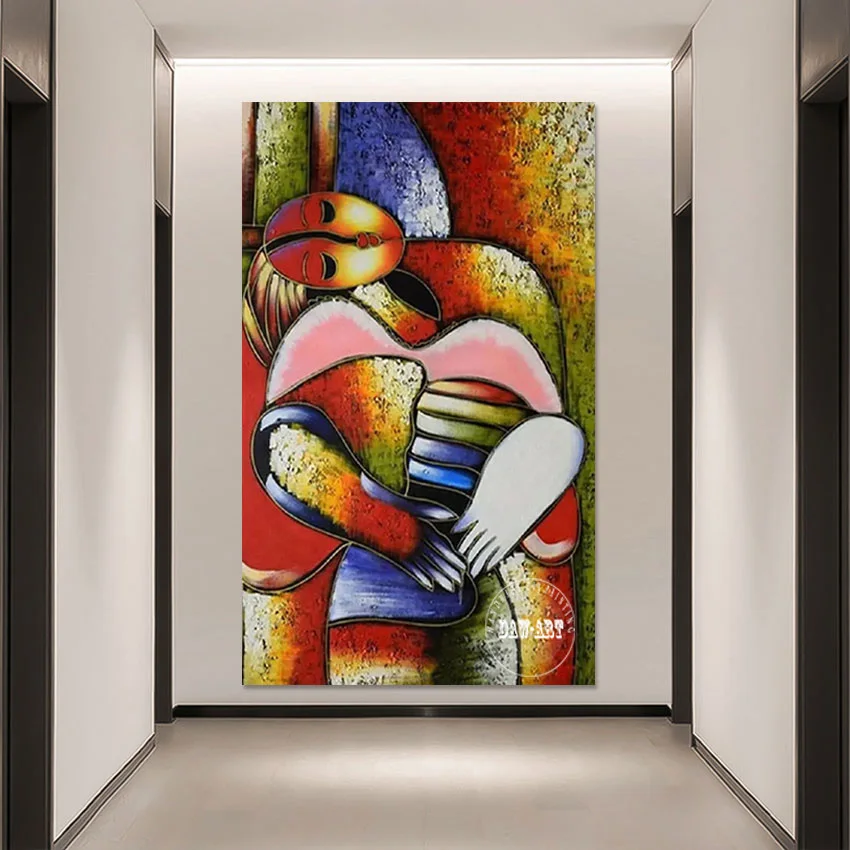 

Unframed Contemporary Wall Art Abstract Figure Oil Painting Colorful Design Style Decor Handmade Artwork Picture Canvas Roll