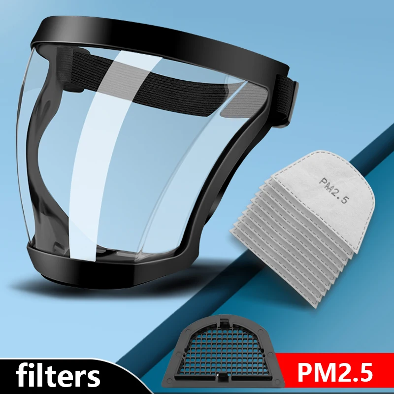 

Transparent Full Face Shield with Filters Oil-splash Proof Mask Splash-proof Facial Shield Protection Face Cover Safety Mask