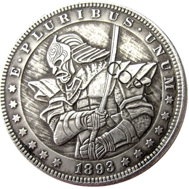 Hb(57)Us Hobo Morgan Dollar Skull Zombie Zkeleton Monete Placcate Argento