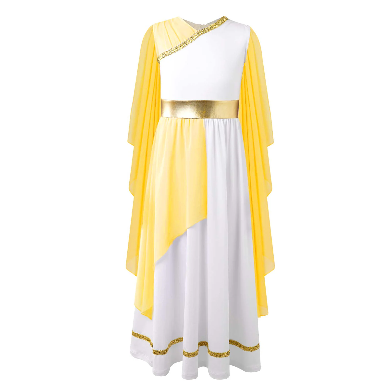 Kids Girls Roman Grecian Athena Gown Queen Dress Ancient Greek Toga Princess Cosplay Costume Shawls Flowy Mythology Tulle Toga