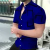 3D Men's Striped Printed Short Sleeve Shirt, Fashionable And Casual Loose Shirt, 2023 New Style. 1