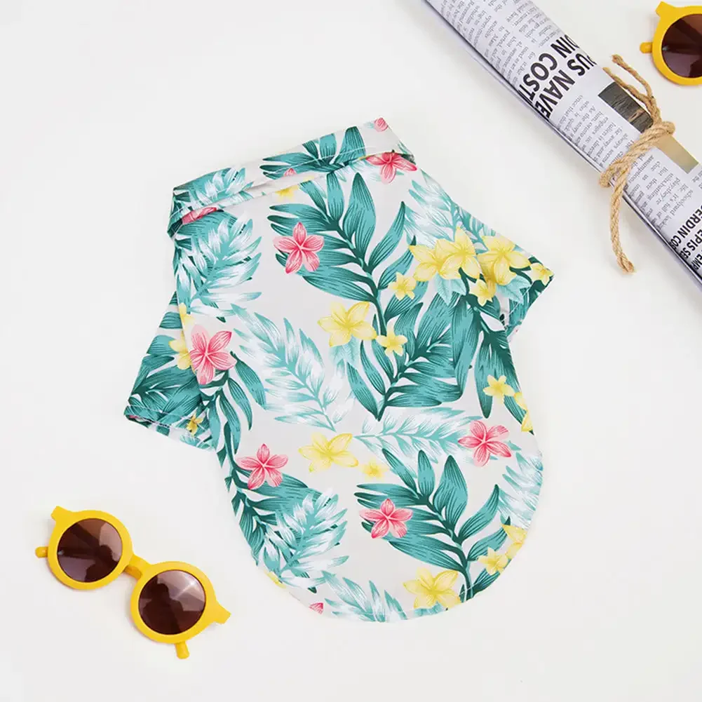 Plus-Size Hawaiian Style Comfortable Dog T-Shirts for Medium to Large Breeds