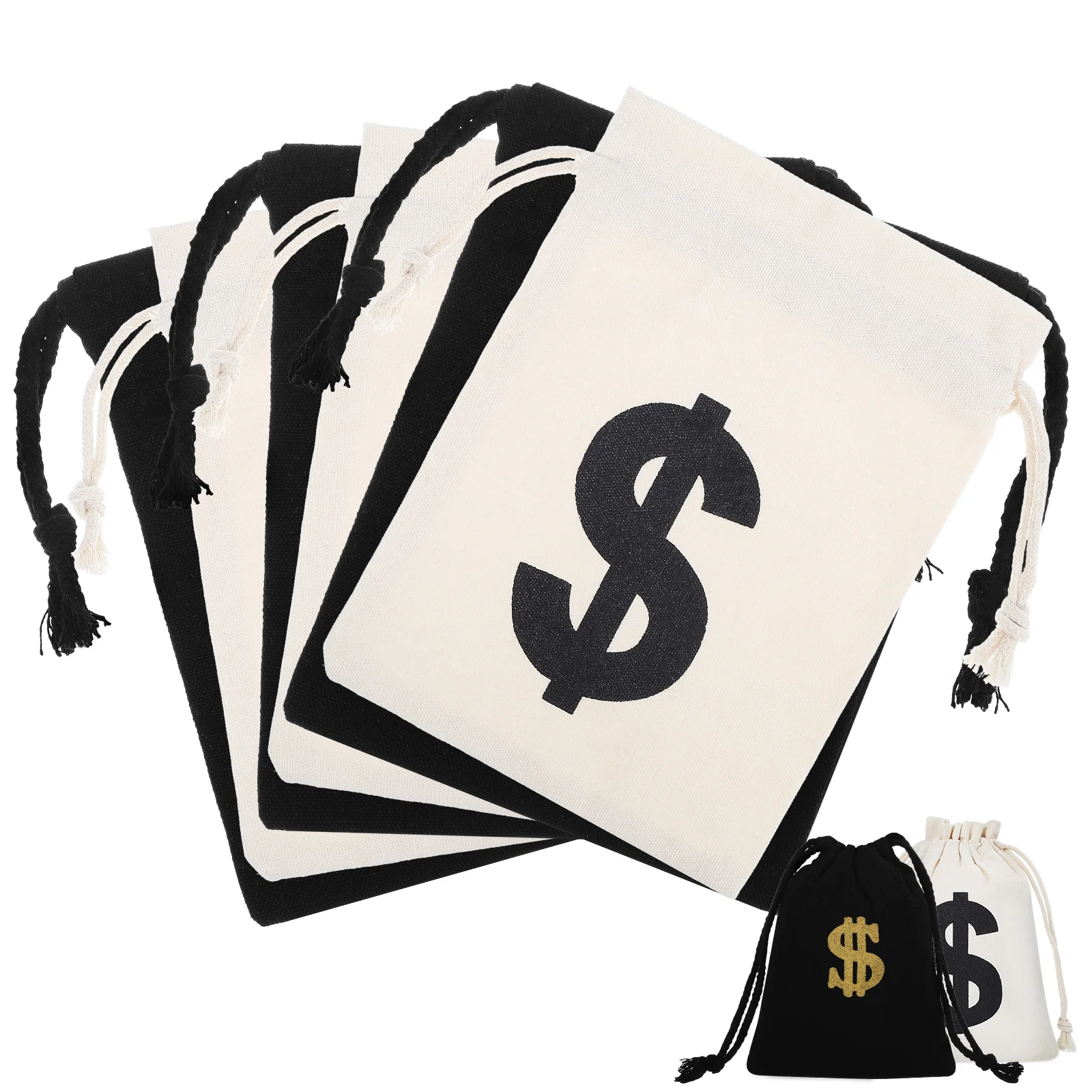 

8 Pcs Money Bag Props Money Drawstring Bag Cotton Drawstring Bags Party Treat Bag Coin Bag Money Bags