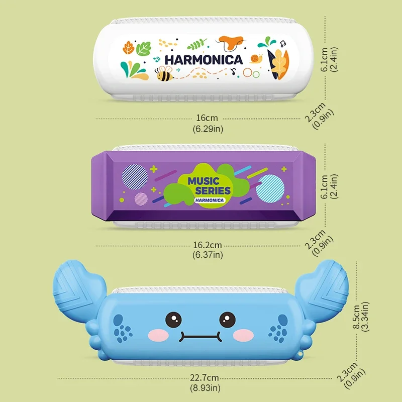 Children's Toy Cartoon Crab Mini Harmonica with Led Light Mouth Organ Baby Early Education Musical Instrument Toys for Kids Gift 6