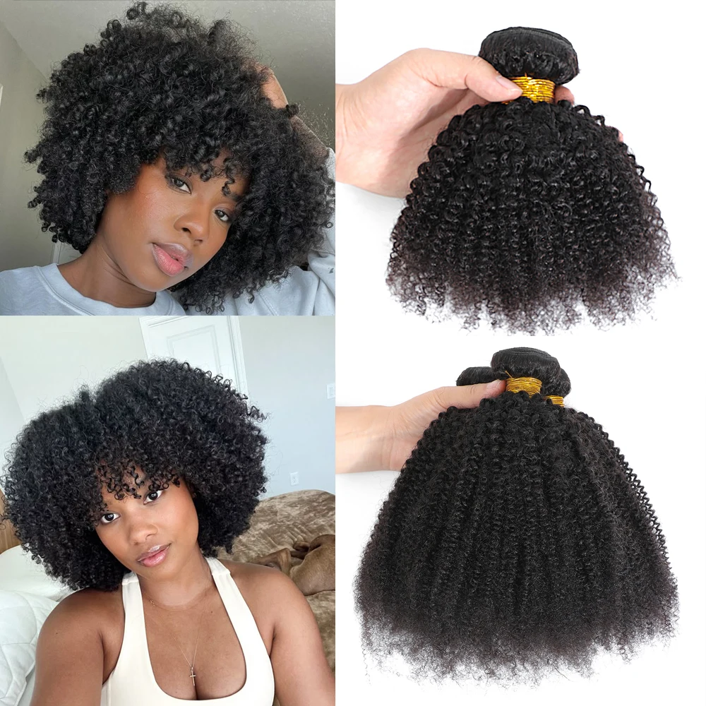 Afro Kinky Curly Human Hair Weave Bundle Deal Hair Extensions