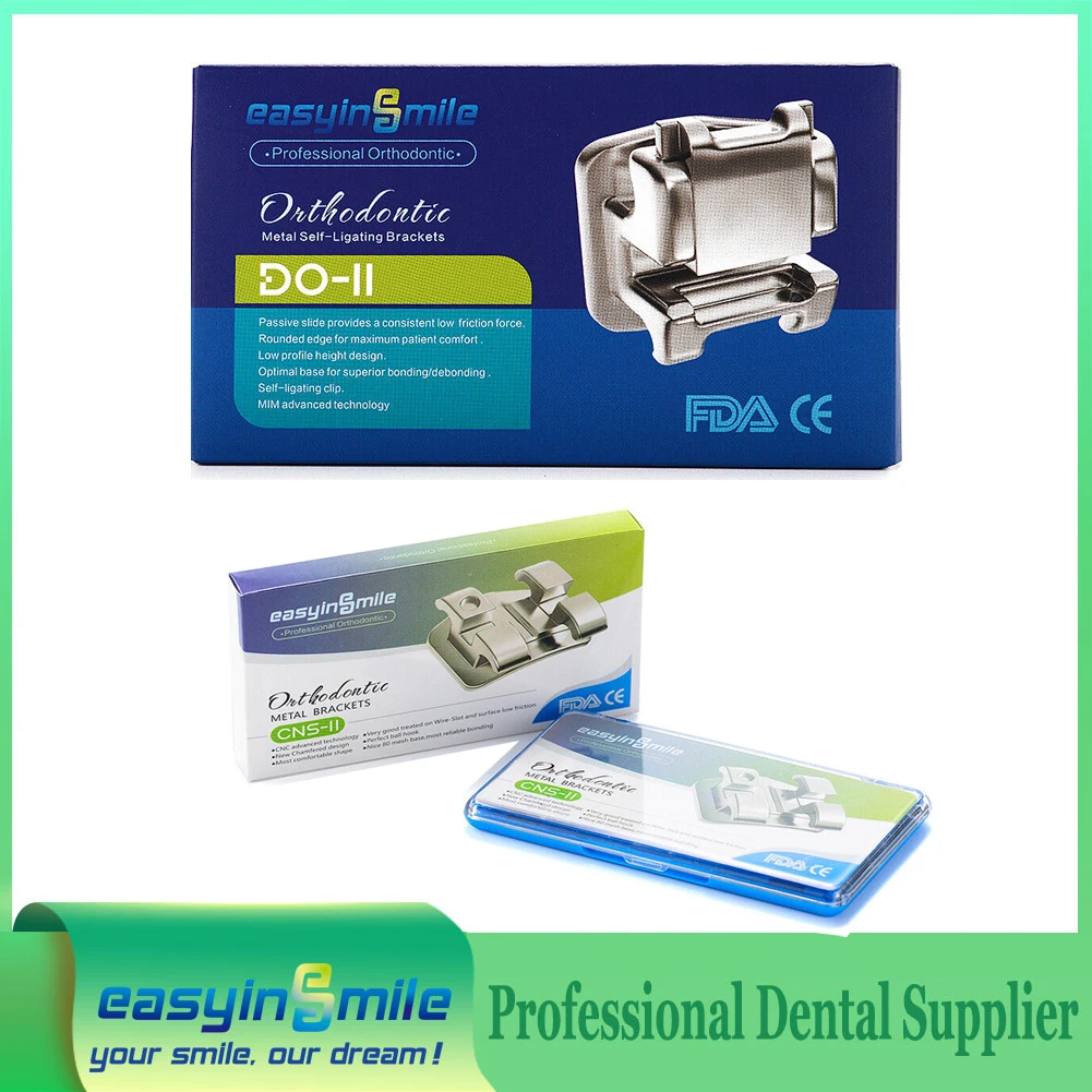 

EASYINSMILE Dental Material for Orhto Bracket Mini Braces Self Ligating Metal braces Roth/MBT 345 018/022 High Quality