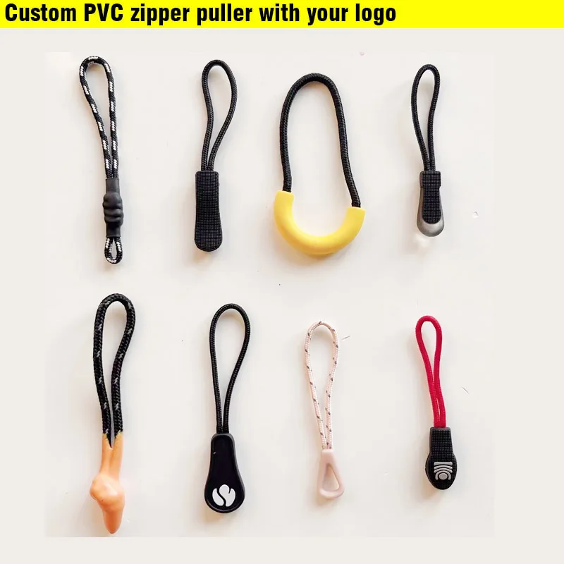 1000pcs 3D Ring Zip Puller Soft PVC Drop Plastic Sliders Soft Rubber Label Tag Silicone Bag Zipper Clothes