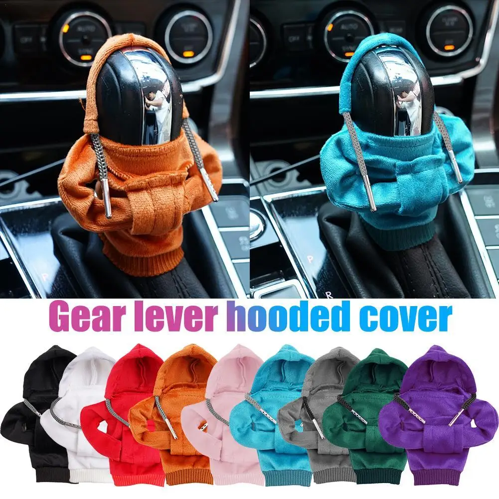 2pcs Sweatshirt Auto Gear Shift Knob Cover Car Shifter Hoodie Gear