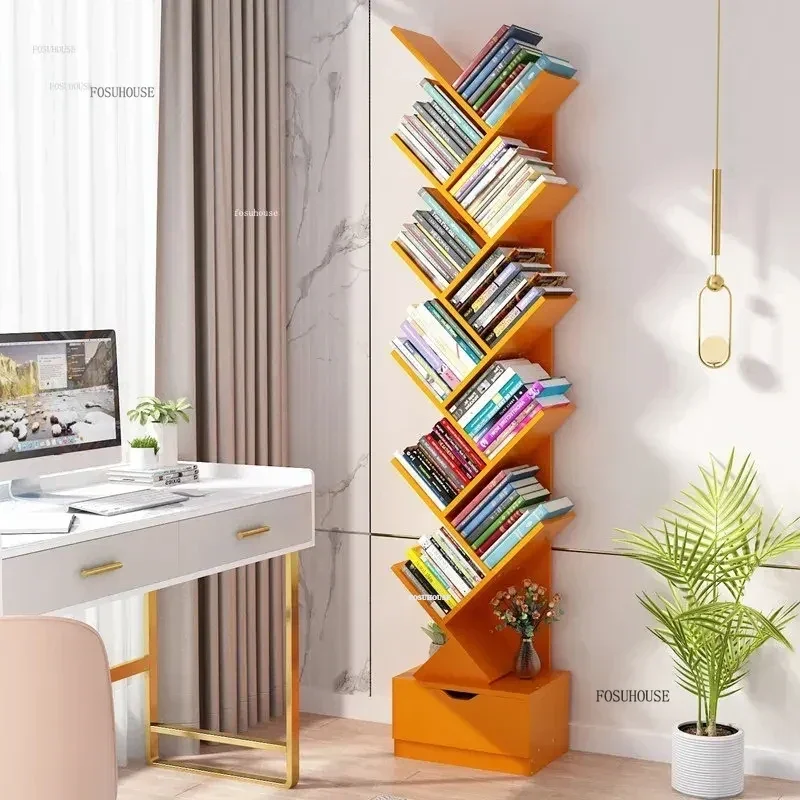 Luxury Children's Bookcases Shelves Home Furniture Floor Tree-shaped Bookshelves Simple Small Living Room Bookcase Storage