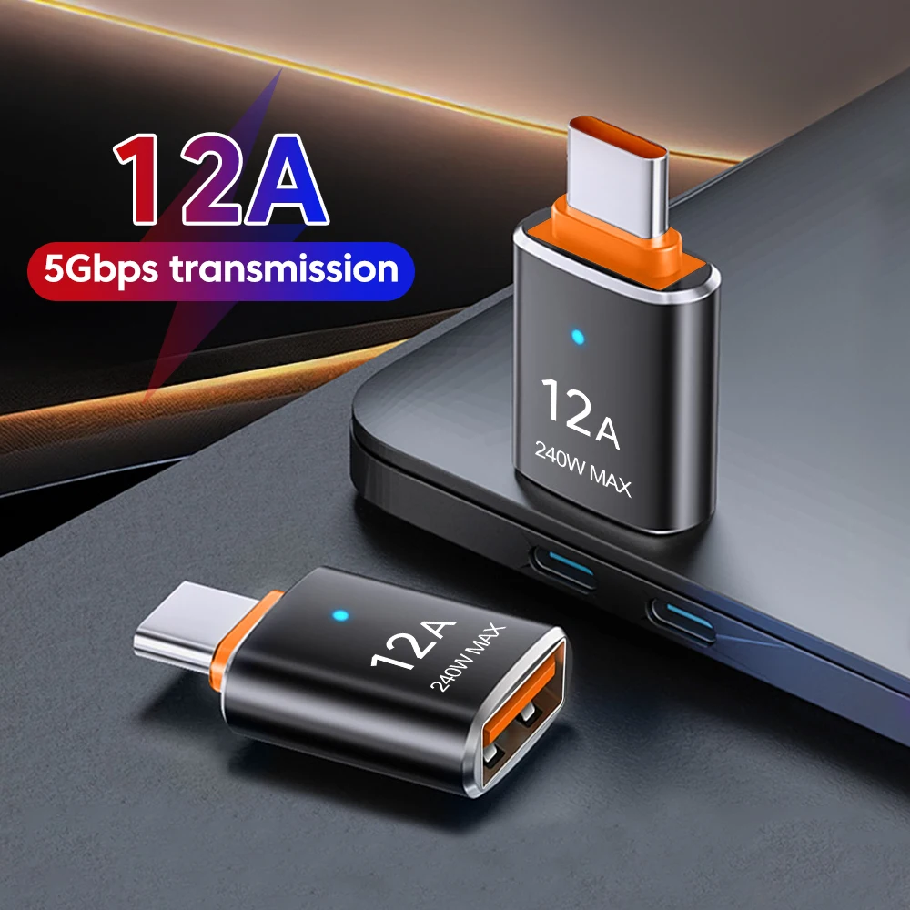 12A Type C OTG Adapter Type C to USB A Charger Adapter Connector USB 3.0 for Laptop Xiaomi Samsung Macbook 10Gbps Type-c OTG