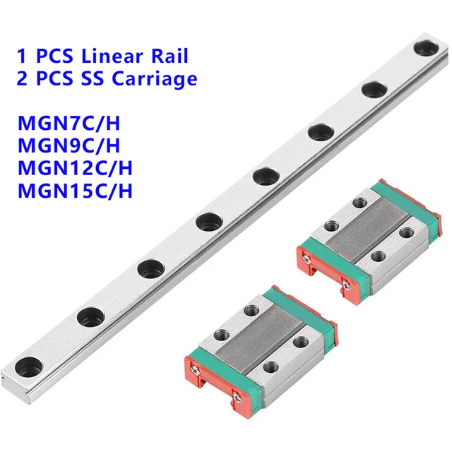 1 ชิ้น MGN7 MGN12 MGN15 MGN9 L 100 มิลลิเมตร 300 500 มิลลิเมตรถึง 1200 มิลลิเมตร Miniature Linear Rail + 2 ชิ้น MGN คู่มือเชิงเส้น Carriage สําหรับ 3D เครื่องพิมพ์ 1