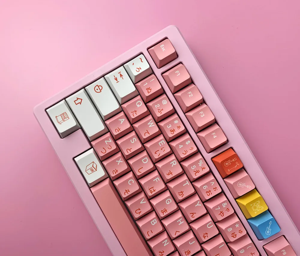 Anime, perfil de cereja rosa, sublimação PBT, 140 teclas, japonês