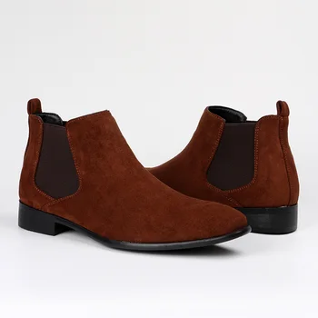 Men's Premium PU Chelsea Boots - Square Toe, Non-Slip, Side Zipper, Comfortable. Ideal for Business and Work 1