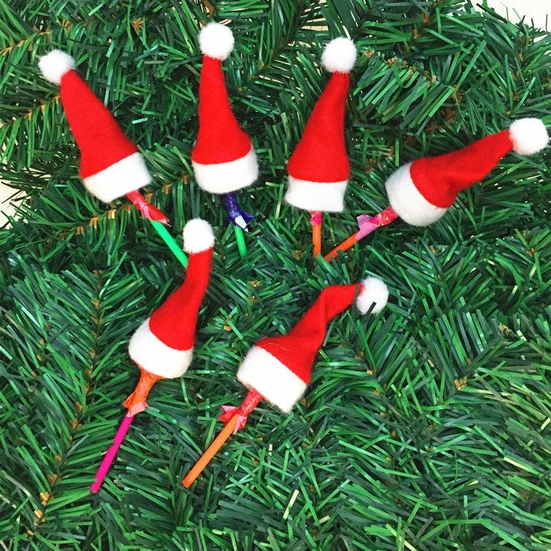 6pcs/set Mini Christmas Hats Red Santa Claus Hat Bottle Cap Christmas Decoration Home Dinner Party Table Xmas Candy Holder