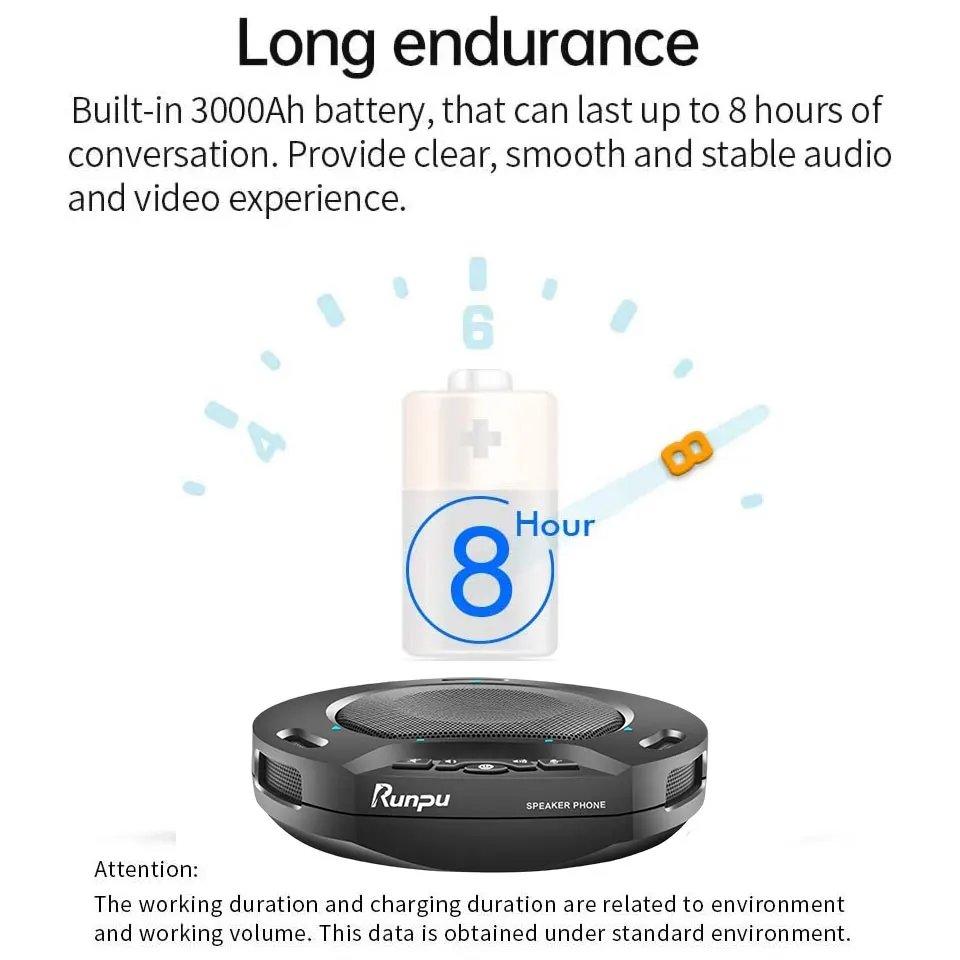 Runpu RP-OM-88 360° Omni-directional Wireless Conference Microphone Speaker - Image 6