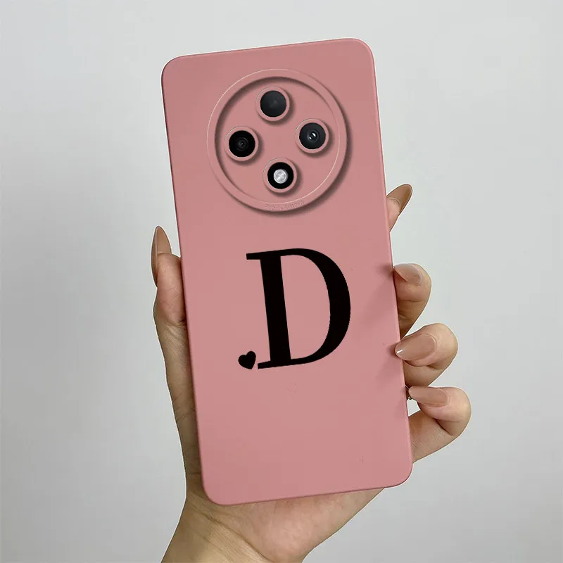 Cute Initial Letters Square Silicone Matte Shockproof Back Cover