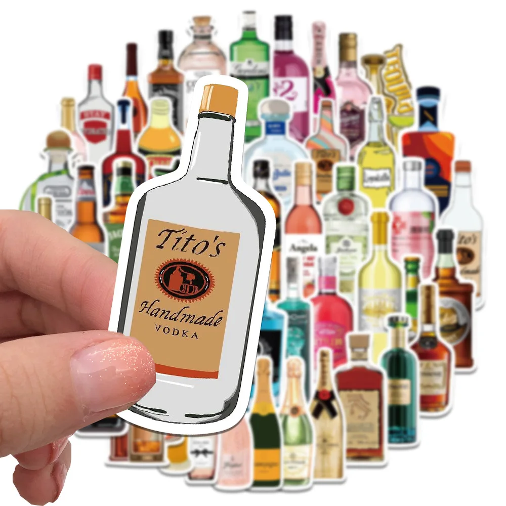 10/30/50Pcs Wine Bottle Waterproof Graffiti Decorative Stickers