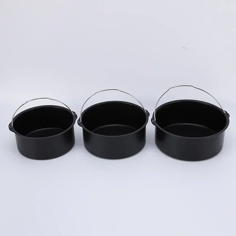 8/7/6 Inch Air Fryer Pot Baking Mold Non-stick Round Tray Pan Roasting Pizza Cake Basket Bakeware Kitchen Cooking Accessories air fryer baking tray,air fryer mold