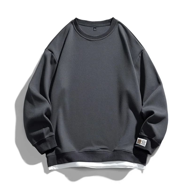New Sweatshirt Men's Harajuku Promo  Streetwear Baggy Crewneck One Piece Solid Loose Pullover Unisex  Fashion Tops