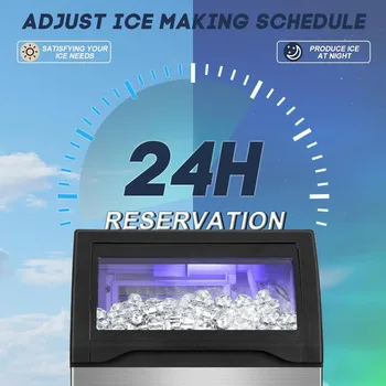 Machine 150LBS 24H with 65LBS Storage Bin Stainless Steel Undercounter Freestanding Ice Maker Machine for