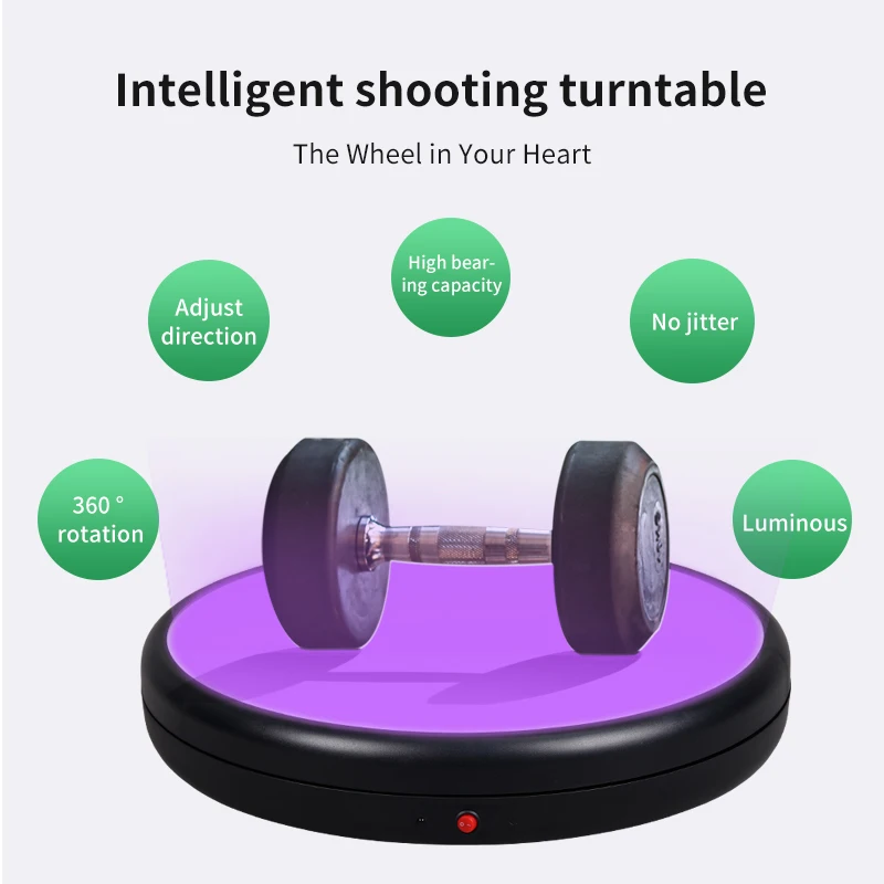 45cm 9 Colorful Luminous Turntable Remote Control Rotating Exhibition Table 360° Mute Electric Photographic Stage 100KG Load