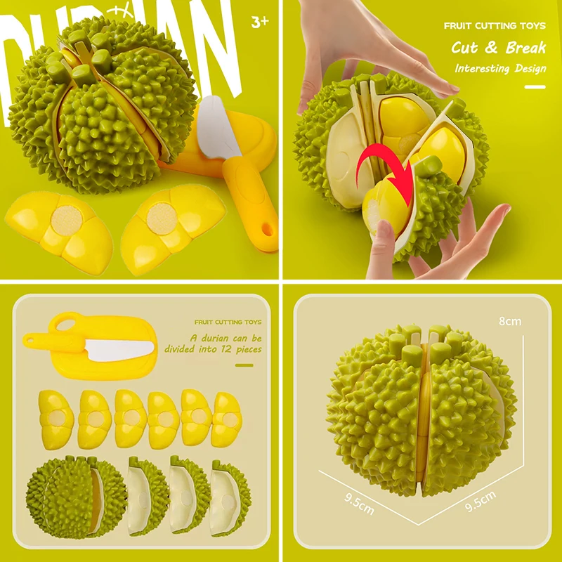 Kids Play Food Kitchen Toys Set with Durian Apple Fruit