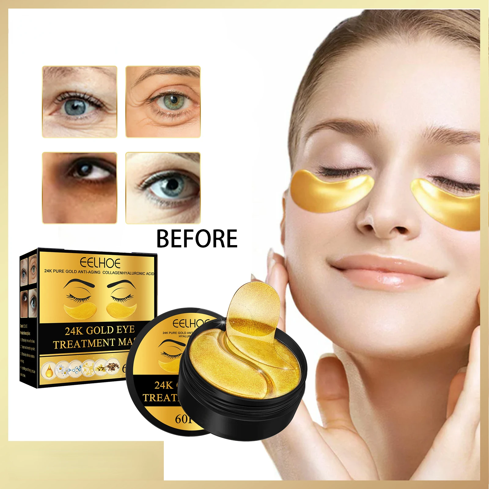SkincareProducts24KGoldHyaluronicAcidEyeMaskRemoveDarkEye