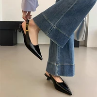Summer Pointed Toe Women Sandals Fashion Singbacks Mules Shoes Ladies Elegant Low Heel Stripper Party Sandalias - Image 5