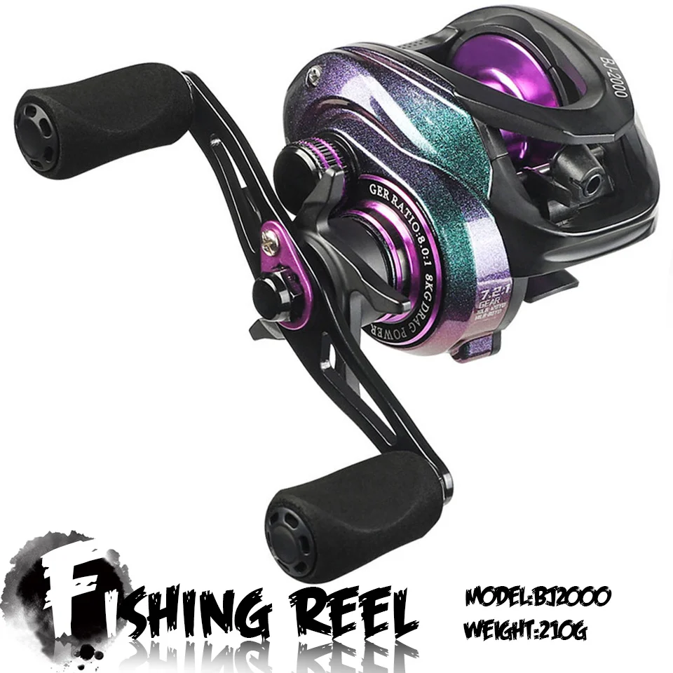 

BJ2000 Gear Ratio 7.2:1 Sea Rod Fishing Reel High Speed Spinning Casting 8kg Max Drag Baitcasting Reel Left/Right Handle