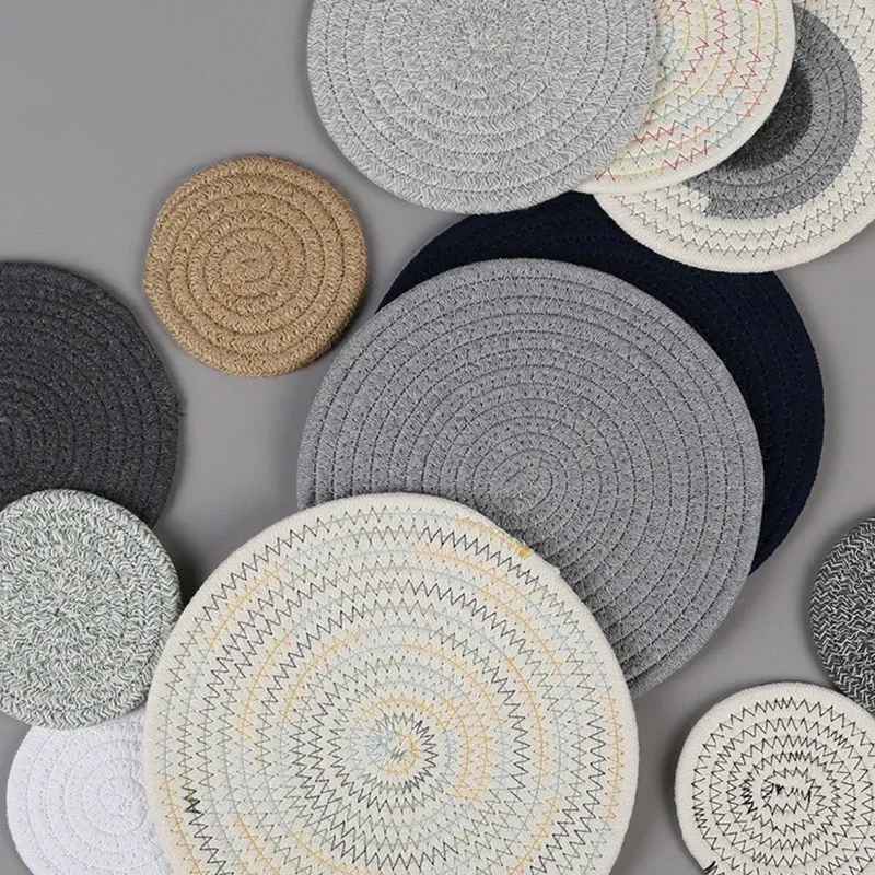 Cotton Coasters Linen Round Mats Set Insulation Coffee Pad Placemat For Dining Table Kitchen Home Decoration Accessories Mat