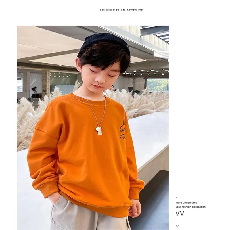 Selling Children's Clothing Spring and Autumn New Trend Cute Cartoon Pattern Sweater Loose Leisure Long Sleeve Crew Neck Clothes hoodie for girl