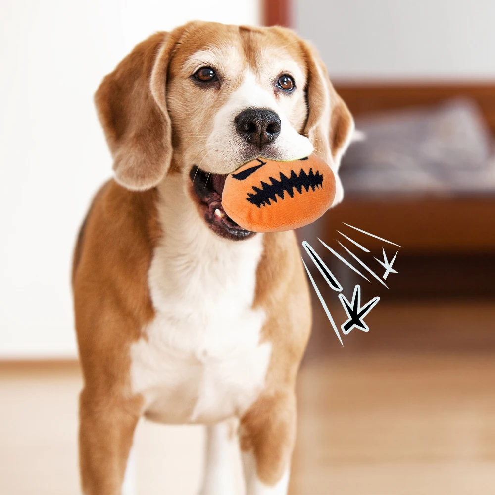 4/1PCS Halloween Pumpkin Pet Biting Toys Funny Soft Plush Dog Tooth Grinding Ball Can Make Sounds Dog Training Toys Pet Products 4