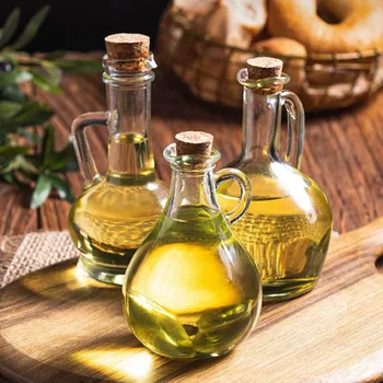 1 pz Cucina Brocca di Olio di Vetro Rotondo Tappo di Sughero Brocca di Olio di Oliva Bottiglia di Vetro Trasparente Strumento di Condimento Forniture Da Cucina Bottiglia di Condimento 1
