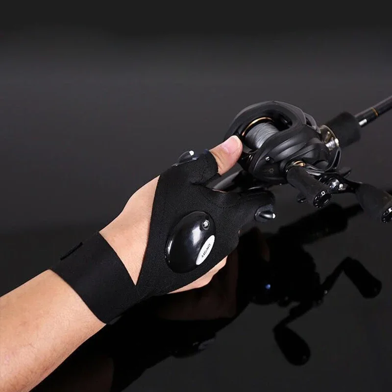 Glow Gloves 1 Pair Charged Fingerless Outdoor Hiking Gloves LED Light Waterproof Flashlight Party