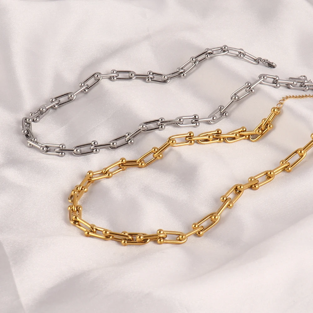 316L Stainless Steel Necklace Gold Color Thick Clavicle Chain Choker Necklaces for Women Necklace Party Boho Jewelry Collar Gift